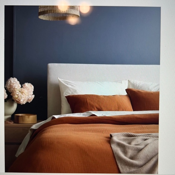 QUINCE Organic Airy Gauze Duvet Cover King plus 2 King Shams - TERRACOTTA - Picture 4 of 8